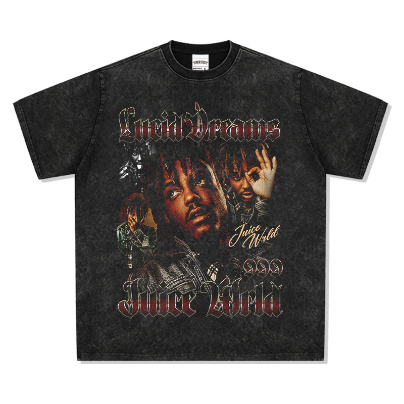 New york hip hop shop rap · Juice Wrld print hip hop, short sleeve T shirt