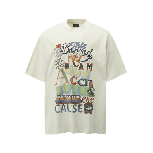 Camisas Retros Summer Short Sleeve Casual Cotton T-Shirt