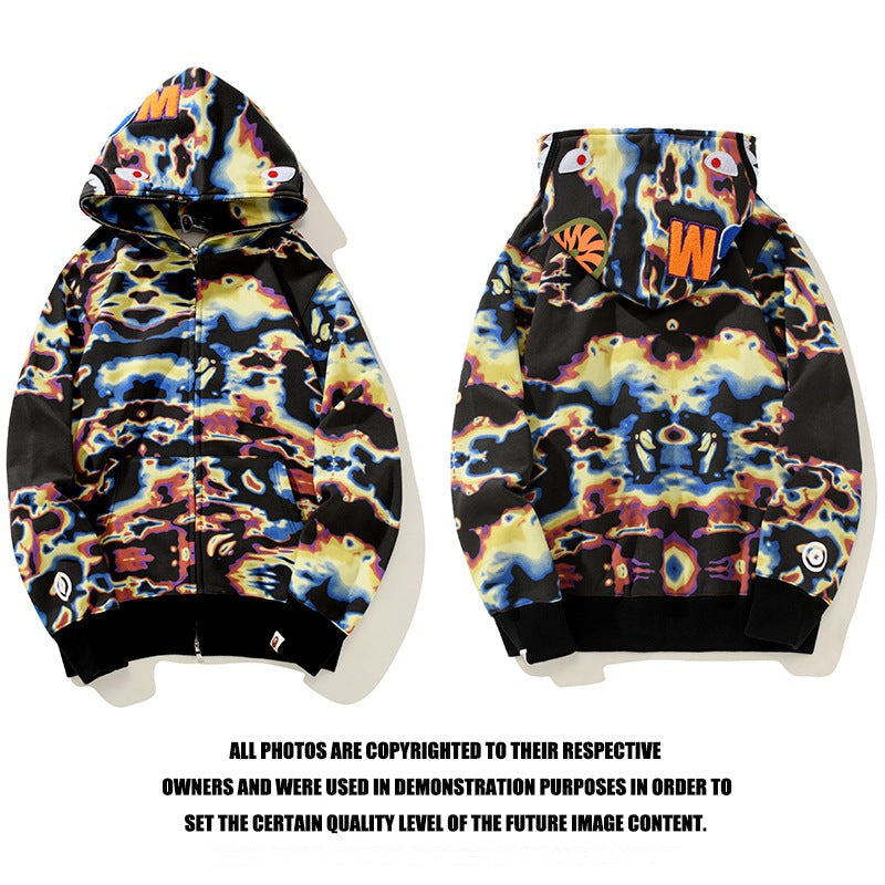Ape Hoodie Thermal Imaging Camouflage Shark Hooded Cardigan Zip Sweater Jacket