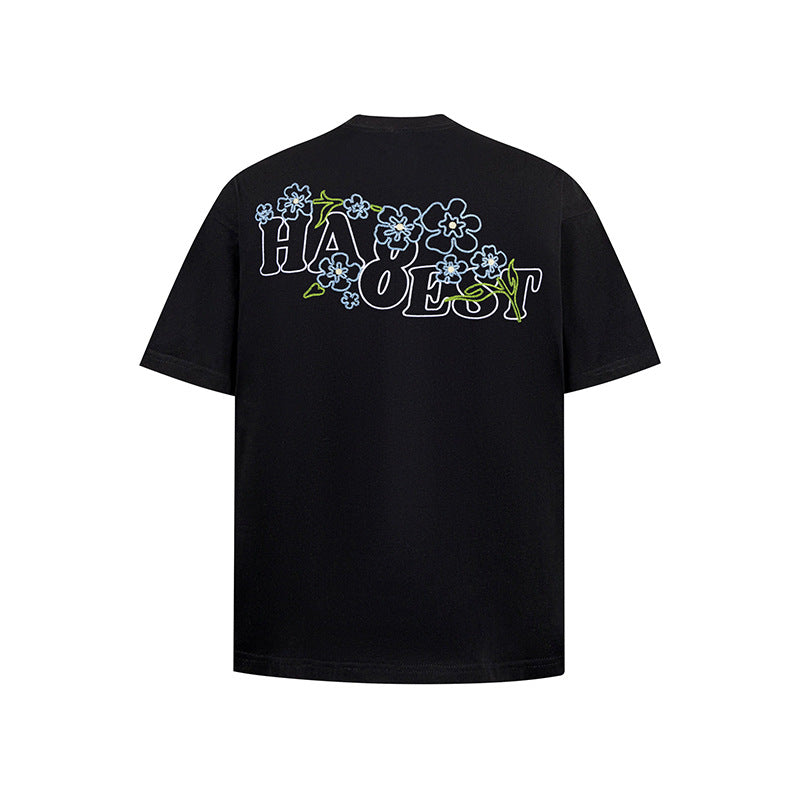 Nyc 1990 Shirt Floral Letter Embroidery Short Sleeve T-Shirt