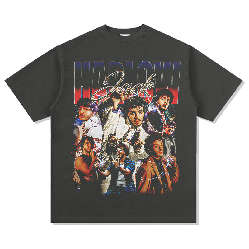 Outfit streetwear Vintage Hip Hop Jack Harlow Print Short Sleeve T-Shirt