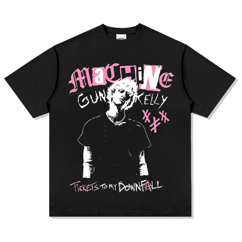 Cool t rapper vintage hip hop mgk print short sleeve t-shirt