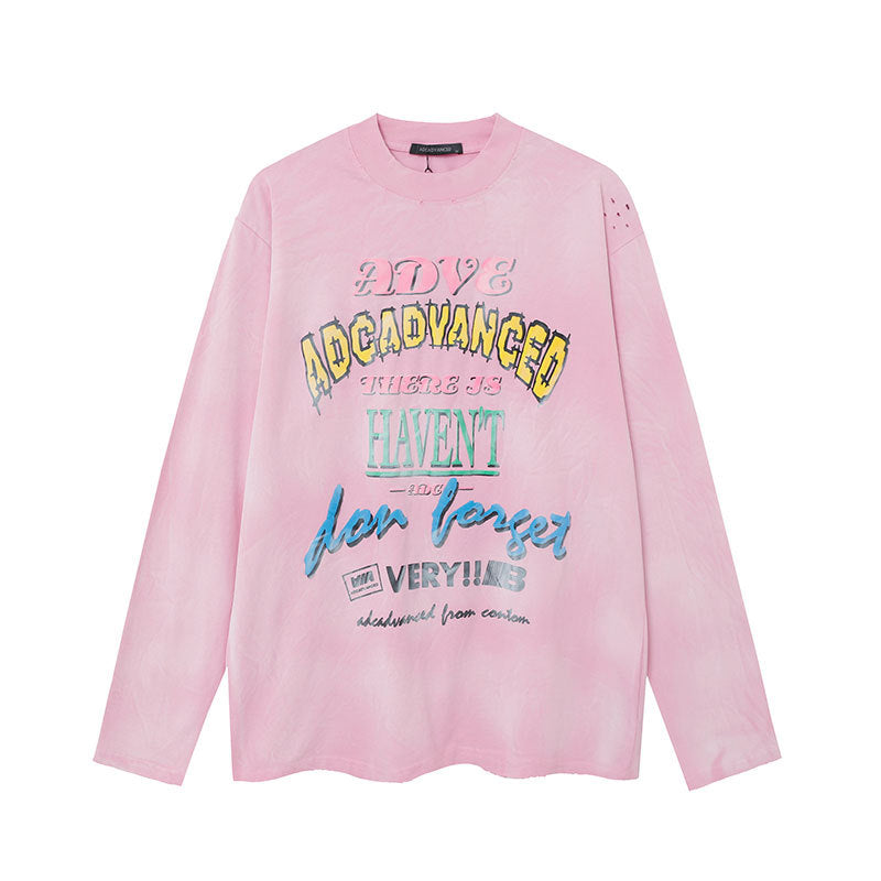 Marcas De Streetwear Vintage Alphabet Print Long Sleeve T-Shirt