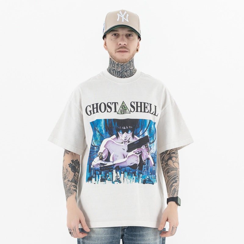 Vintage 90s Hip Hop Clothing Summer Ghost Shell 90s Short Sleeve T-Shirt