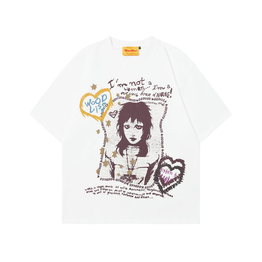 Unisex T-shirts Summer Hand Painted Character Men's Loose Short Sleeve T-Shirt