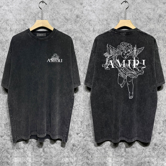 Amiri T-shirt Washed and Worn Retro Short Sleeve T-shirt