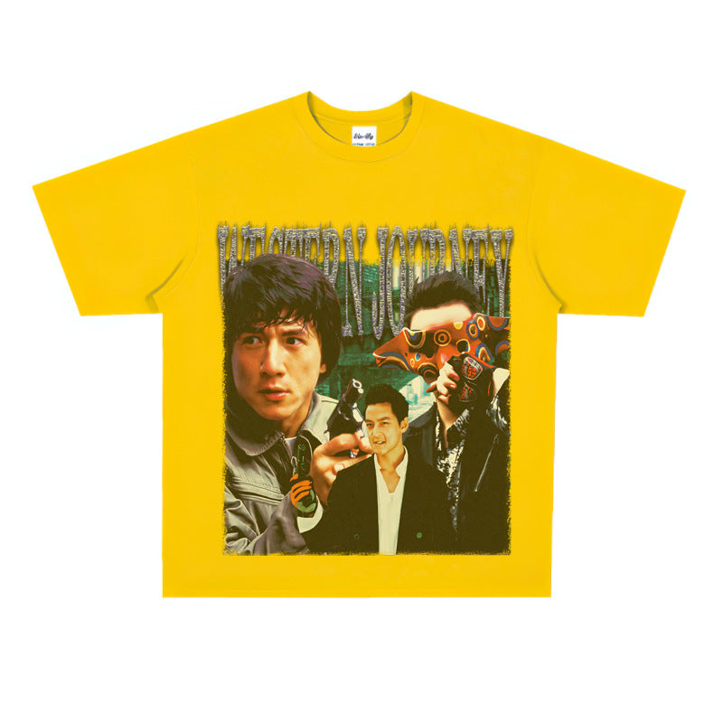 Film Star T Shirt Short Sleeve Loose Retro Nostalgic American Cotton Printed T-shirt