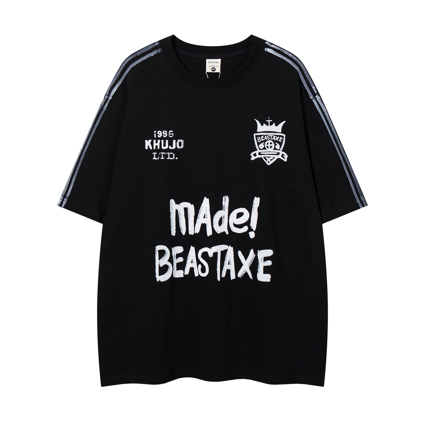 Distorted vintage letter print crew neck short sleeve t-shirt summer top