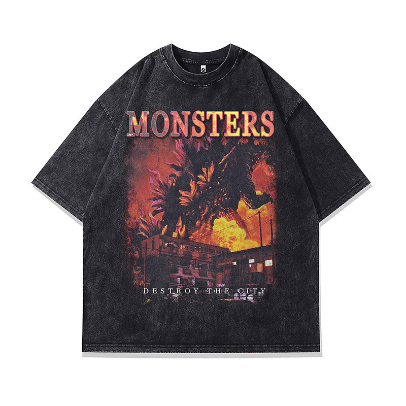 Ropa Vintage Hombre Cartoon Print Old Short Sleeve T-Shirt