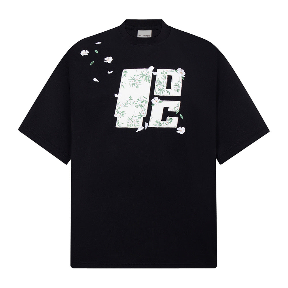 Vintage Usa Shirt Vintage Embroidery Alphabet Loose Casual Short Sleeve T-Shirt
