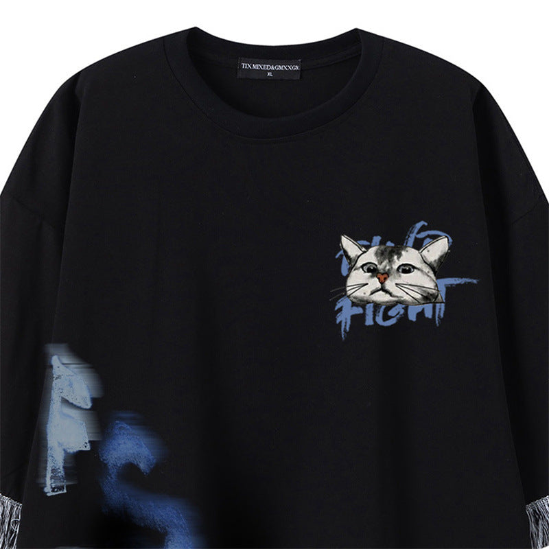 Camisetas streetwear Summer Vintage Pussy Letter Print Casual Loose Short Sleeve T-Shirt