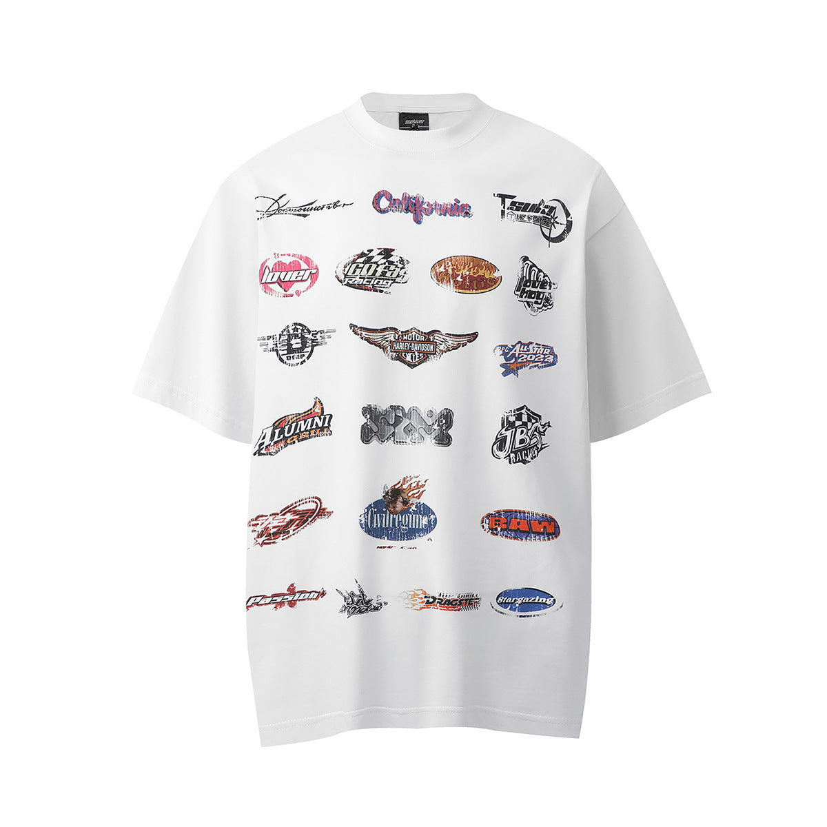 Hip hop shirt retro t-shirt short sleeve loose old print