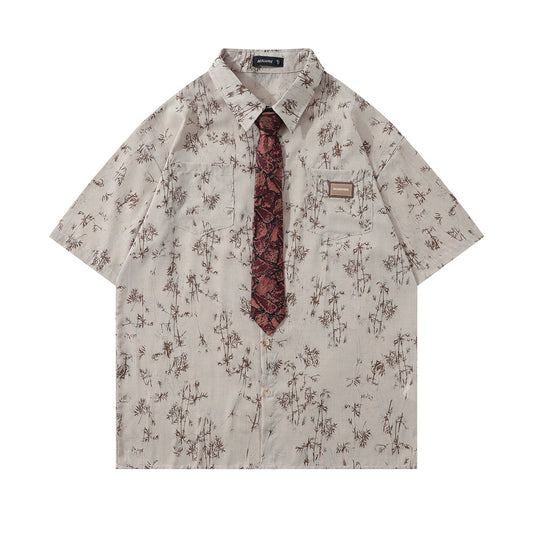 Y2K mens shirt vintage loose shirt