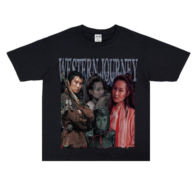 Film Star T Shirt Movie Westward Journey Stephen Chow Trendy Pure Cotton Short Sleeve Loose T-shirt
