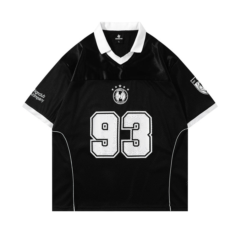 Y2K mens shirt retro V-neck casual t-shirt
