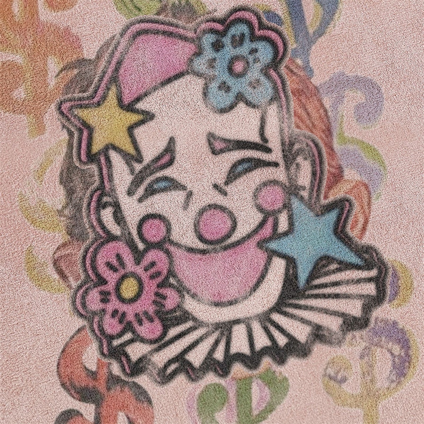 Distorted vintage clown print short sleeve t-shirt summer top