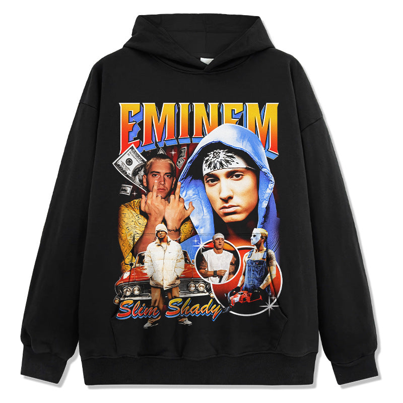 Marcas streetwear usa vintage hip hop emminem emminem print wash hoodie