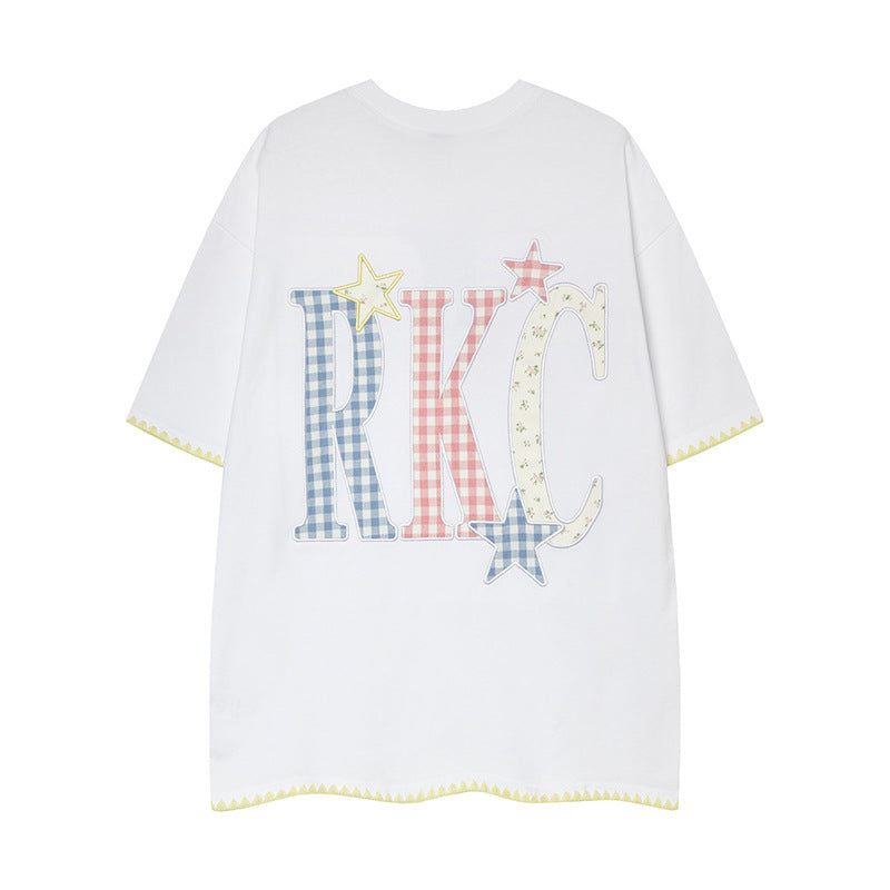 Nyc 1990 Shirt Vintage Star Embroidered Short Sleeve T-Shirt