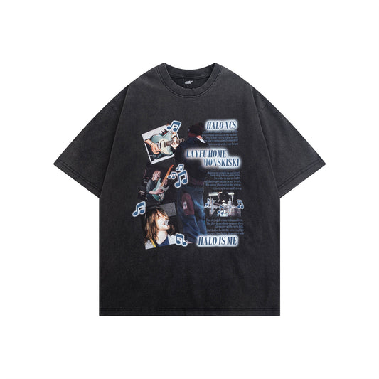 Vintage tarz t shirt vintage band wash water do old short sleeve t-shirt
