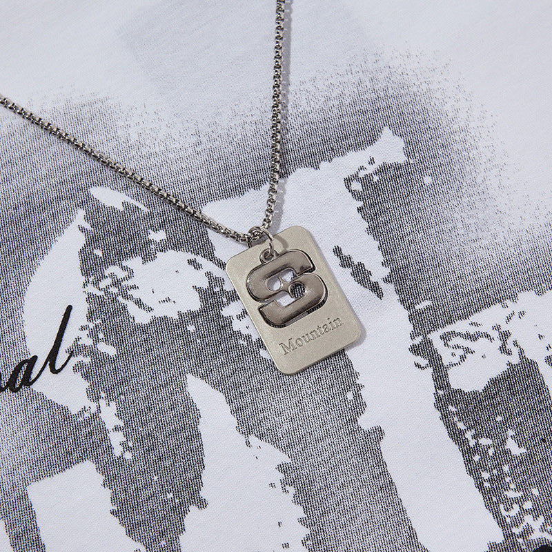 Nyc 1990 Shirt Vintage Necklace Letter Print Short Sleeve T-Shirt