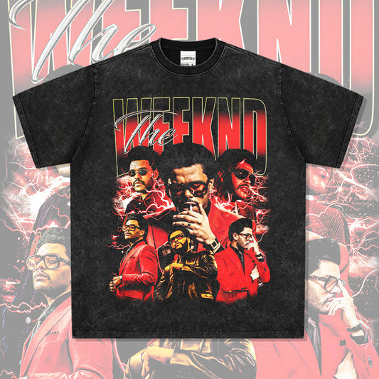 Marcas streetwear usa vintage hip hop Weeknd print short sleeve t-shirt