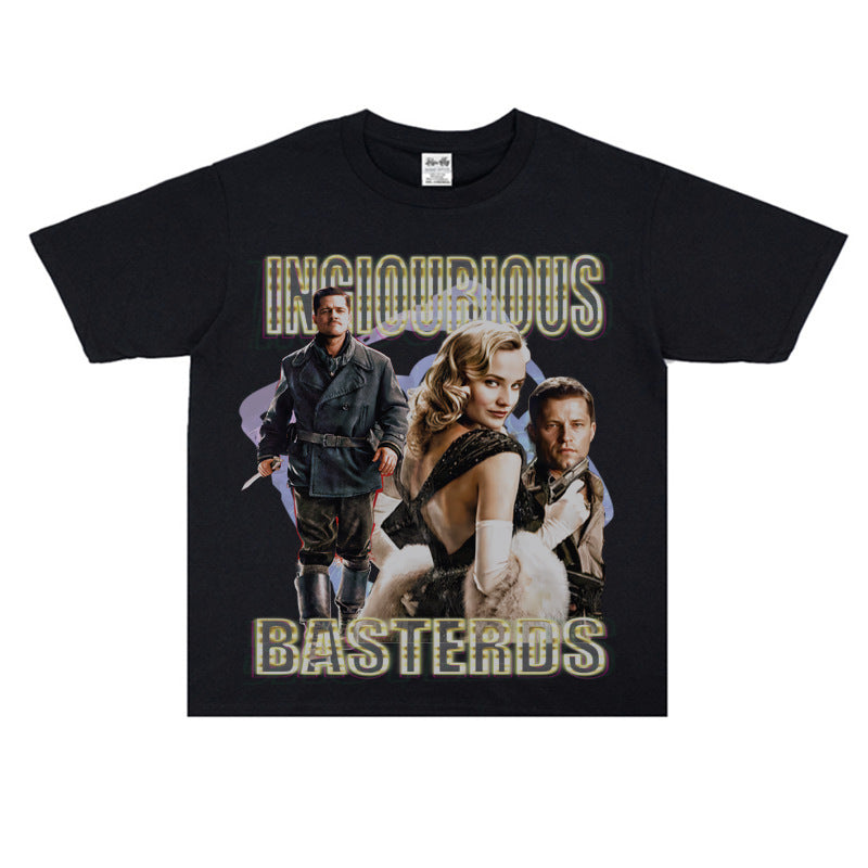 Film Star T Shirt Loose Heavy Weight Retro Street Cotton T-shirt American Men and Women