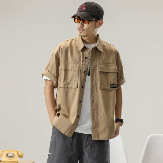 Men T-shirts Vintage Short Sleeve Summer Loose Shirt