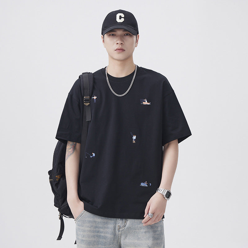 Men T-shirts Summer Loose Half-Sleeve Bottom Shirt