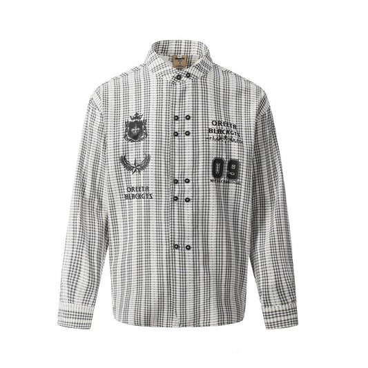 Camisas Retros Loose Casual Lapel Long Sleeve Shirt