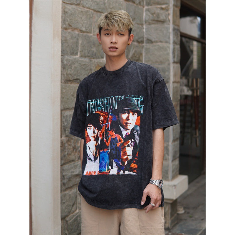 Film Star T Shirt Short Sleeve Loose Retro American Design T-shirt