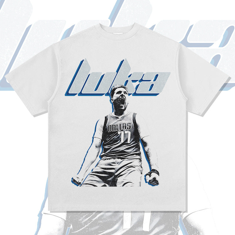 Outfit streetwear vintage LukaDoncic print short sleeve t-shirt