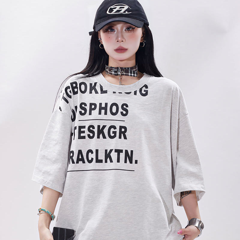 Vintage Tišö Rt Letter Print Short Sleeve T-Shirt Summer Loose Top