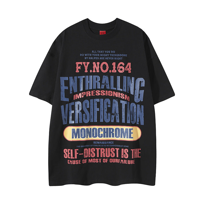 Vintage Usa Shirt Hip Hop Heart Print Short Sleeve T-Shirt