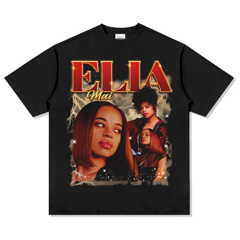 Marcas streetwear usa vintage hip hop EllaMai print short sleeve t-shirt