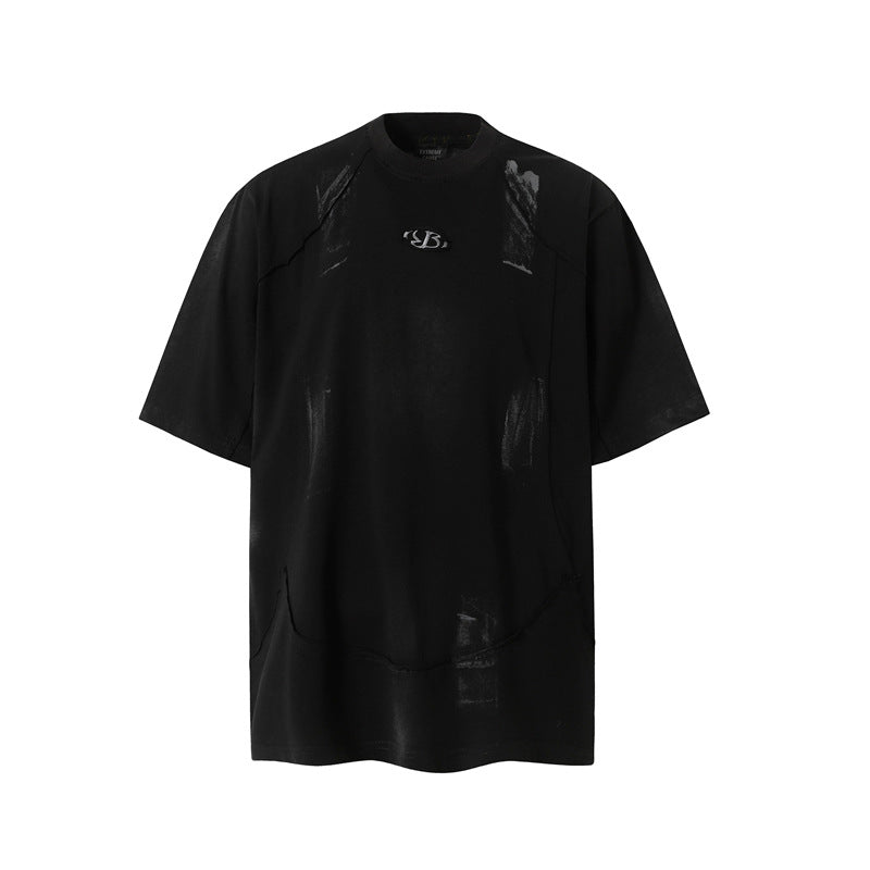 Camisas Retros Wash do old mottled oversized short sleeves