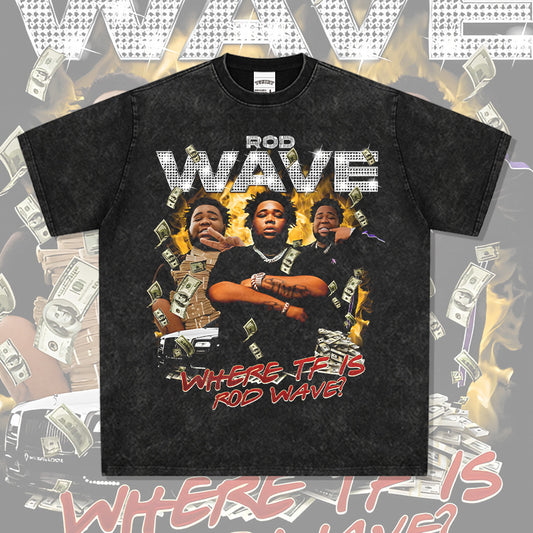 Marcas streetwear usa vintage hip hop Rod Wave print short sleeve t-shirt