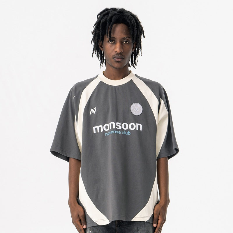 Vic Streetwear Summer Letter Print Short Sleeve T-Shirt Loose