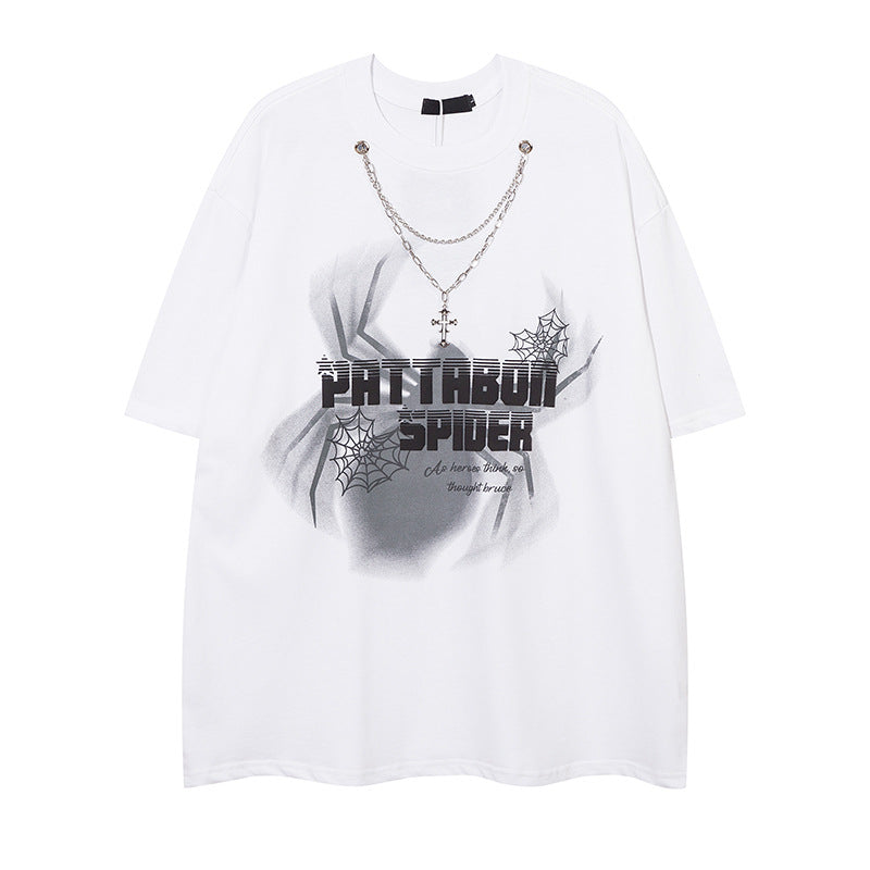 Vintage Usa Shirt Spider Necklace Crew Neck Short Sleeve T-Shirt Men's and Women's Summer Brand Loose