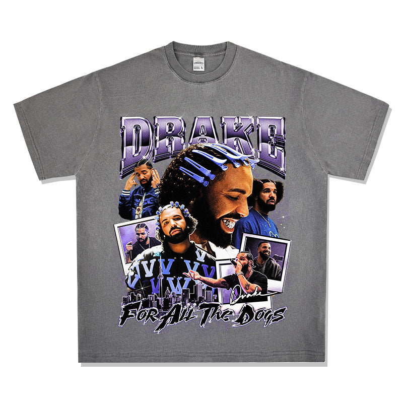 Cool t rapper vintage drake DRAKE print short sleeve t-shirt Vintage
