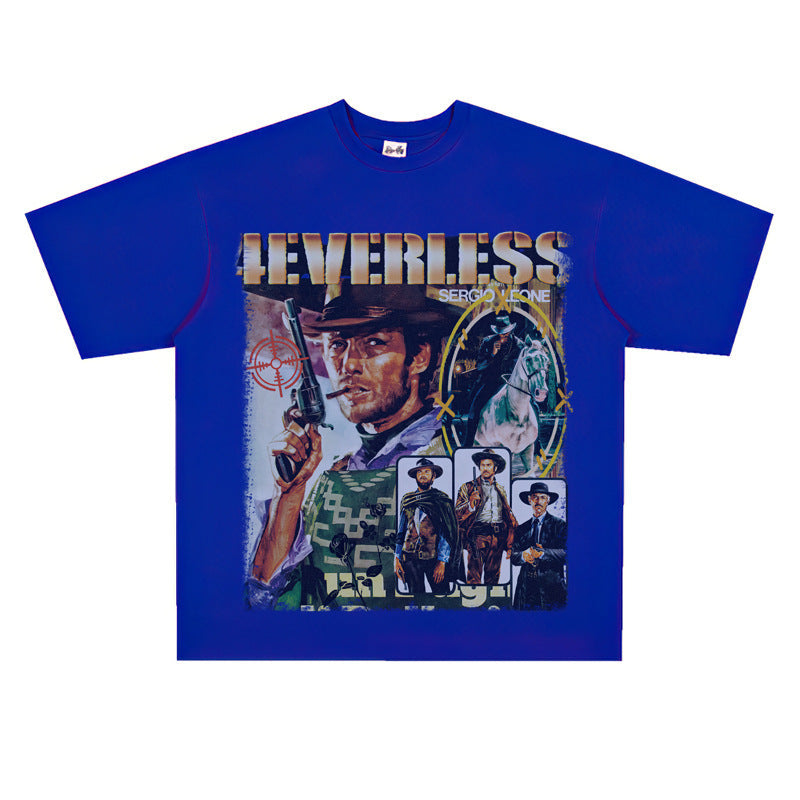 Film Star T Shirt Cotton Short Sleeve Loose Retro Design T-shirt
