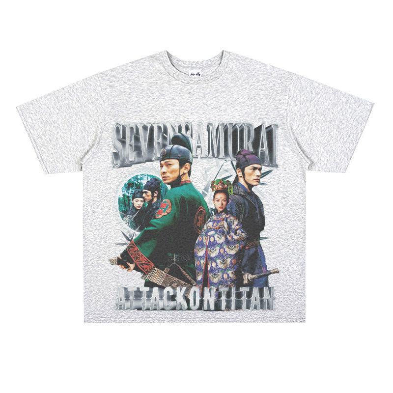 Film Star T Shirt Movie All-around Ambush Loose Retro Street Cotton Personality round Neck T-shirt Men and Women
