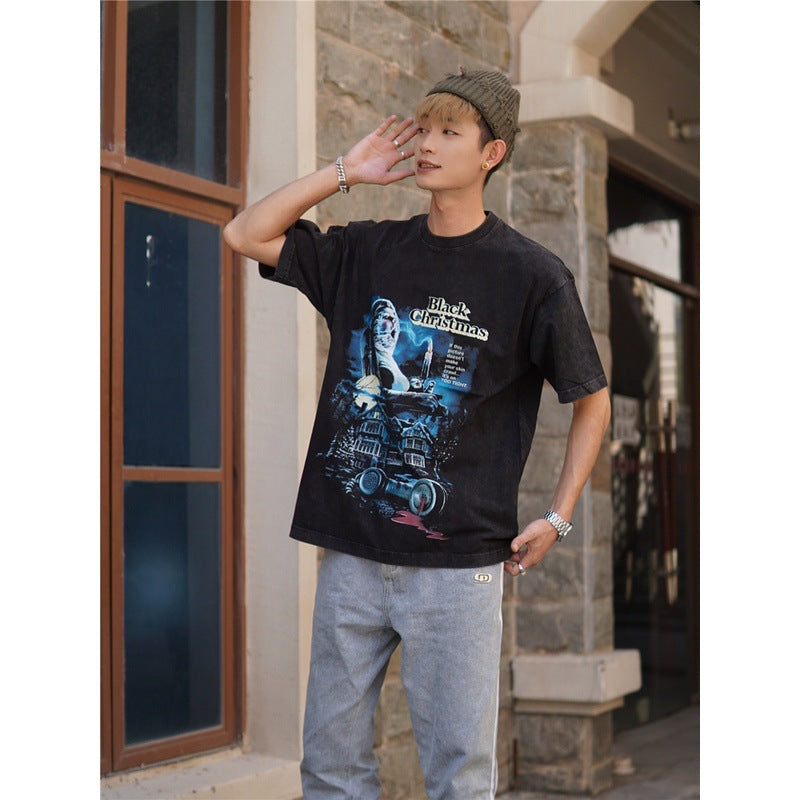 Film Star T Shirt Cotton Loose Nostalgic Short Sleeve American Retro Trendy T-shirt