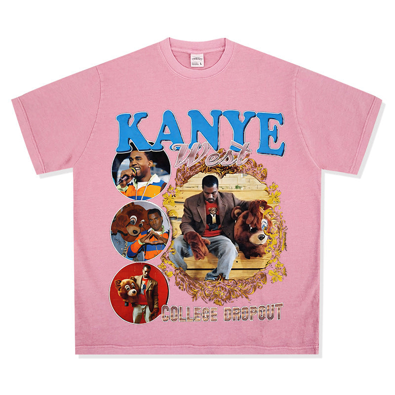 New york hip hop shop vintage hip hop kanye west print short sleeve t-shirt vintage