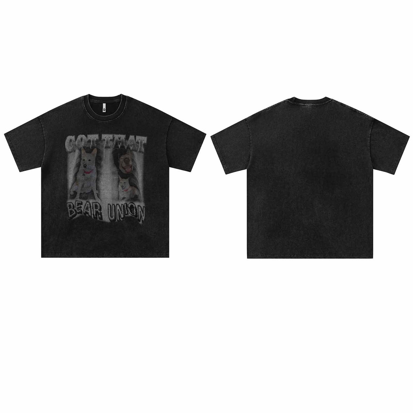 Distorted vintage puppy print crew neck short sleeve t-shirt oversize top