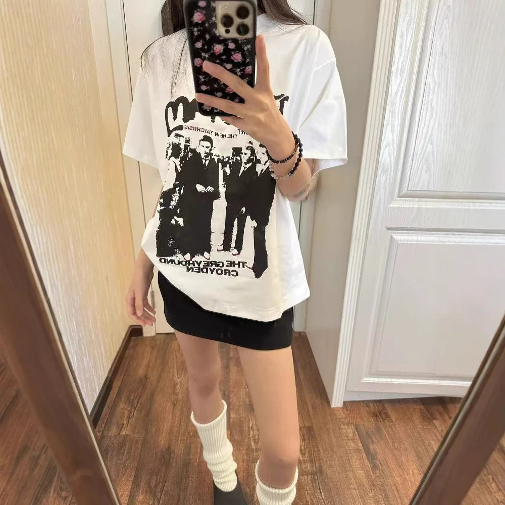 Streetwear Eua t shirt vintage portrait thejam band short wide short sleeve t-shirt