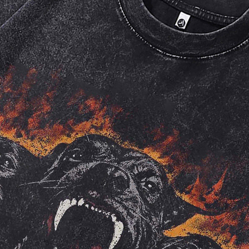 Ropa Vintage Hombre Retro Doberman Print Short Sleeve T-Shirt