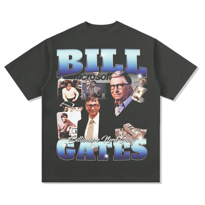 Cool t rapper bill gates print short sleeve t-shirt Vintage