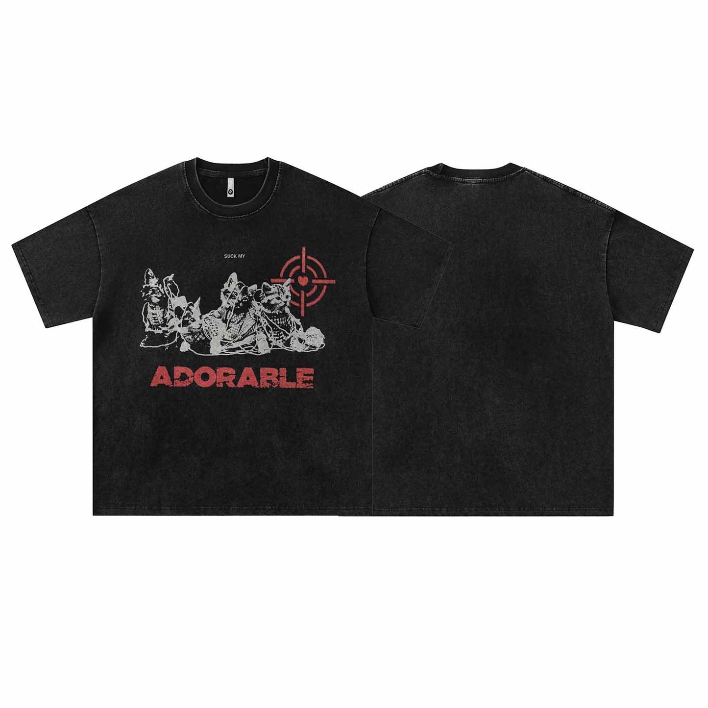 Distorted vintage washed old short sleeve t-shirt summer top