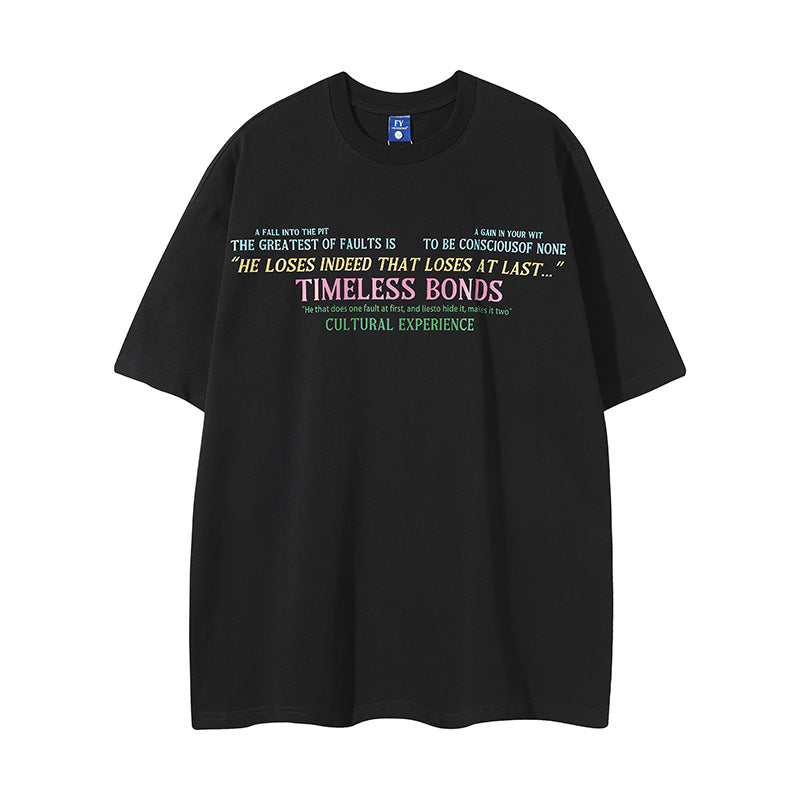 Vintage Usa Shirt Vintage Alphabet Print Crew Neck Short Sleeve T-Shirt