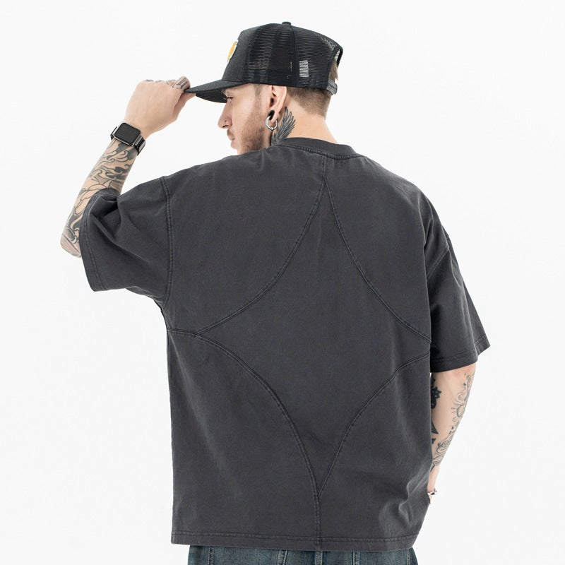 Vintage 90s Hip Hop Clothing Summer Embroidery Crew Neck Short Sleeve T-Shirt